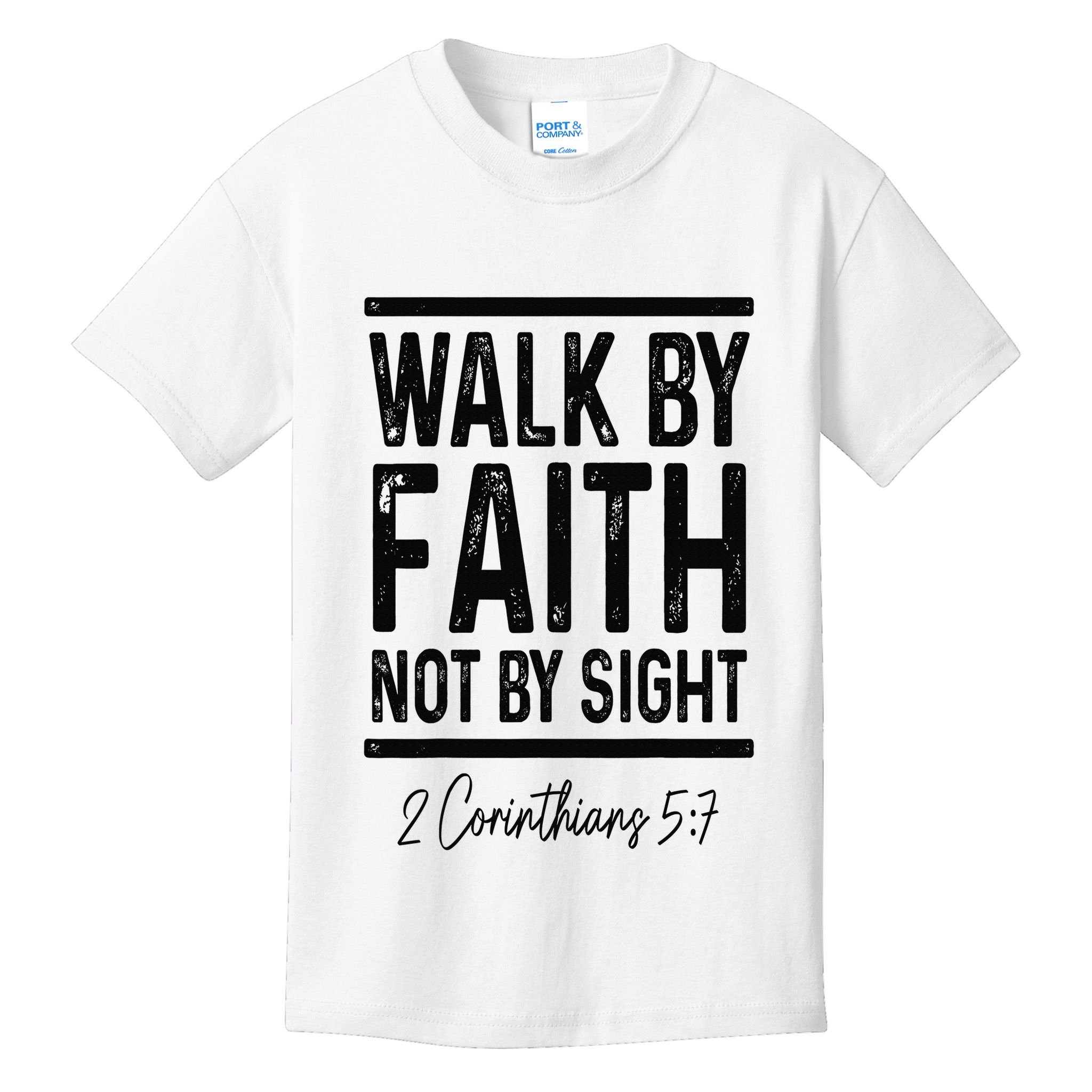 Bible Verse Walk Faith Not By Sight Christian Pastor Kids T-Shirt
