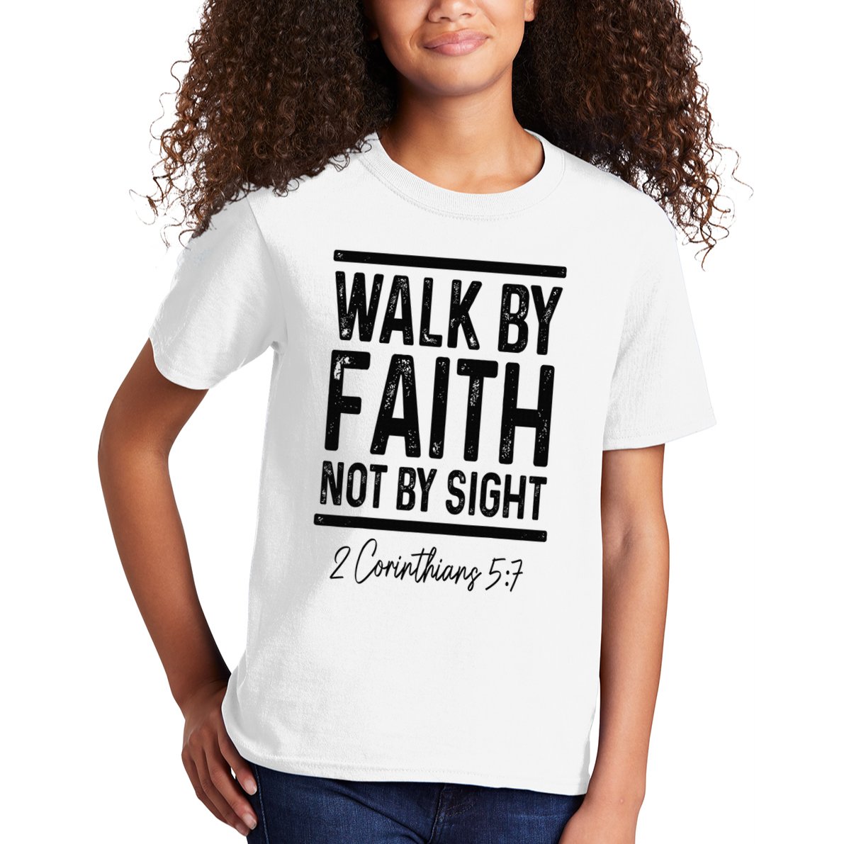Bible Verse Walk Faith Not By Sight Christian Pastor Kids T-Shirt
