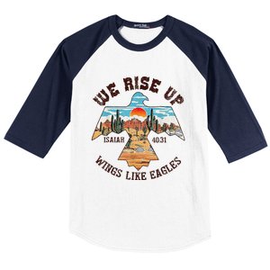 Bible Verse We Rise Up Wings Like Eagles Isaiah 4031 Baseball Sleeve Shirt