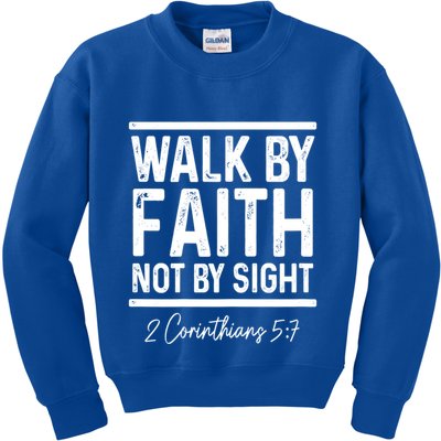Bible Verse Walk Faith Not By Sight Christian Pastor Gift Kids Sweatshirt