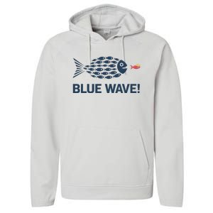 Blue Wave 2024 Funny Big Fish Eat Little Fish Trump Hair Performance Fleece Hoodie