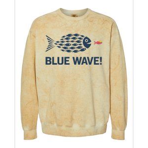 Blue Wave 2024 Funny Big Fish Eat Little Fish Trump Hair Colorblast Crewneck Sweatshirt