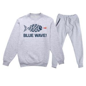 Blue Wave 2024 Funny Big Fish Eat Little Fish Trump Hair Premium Crewneck Sweatsuit Set