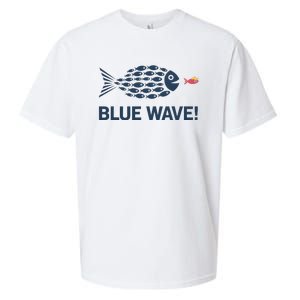 Blue Wave 2024 Funny Big Fish Eat Little Fish Trump Hair Sueded Cloud Jersey T-Shirt