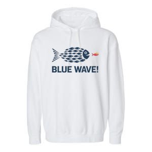 Blue Wave 2024 Funny Big Fish Eat Little Fish Trump Hair Garment-Dyed Fleece Hoodie