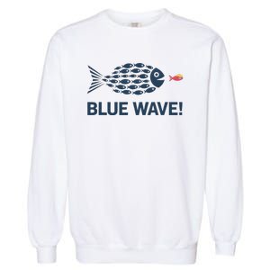 Blue Wave 2024 Funny Big Fish Eat Little Fish Trump Hair Garment-Dyed Sweatshirt