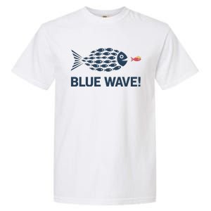 Blue Wave 2024 Funny Big Fish Eat Little Fish Trump Hair Garment-Dyed Heavyweight T-Shirt