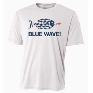 Blue Wave 2024 Funny Big Fish Eat Little Fish Trump Hair Cooling Performance Crew T-Shirt