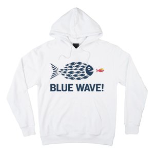 Blue Wave 2024 Funny Big Fish Eat Little Fish Trump Hair Hoodie