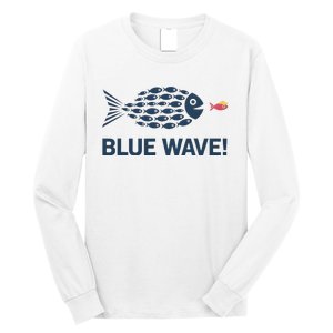 Blue Wave 2024 Funny Big Fish Eat Little Fish Trump Hair Long Sleeve Shirt