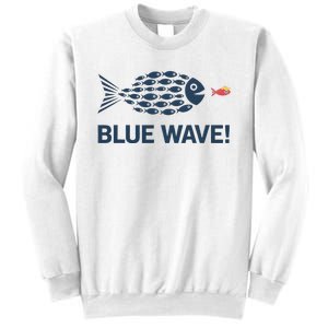 Blue Wave 2024 Funny Big Fish Eat Little Fish Trump Hair Sweatshirt