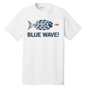 Blue Wave 2024 Funny Big Fish Eat Little Fish Trump Hair Tall T-Shirt