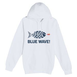 Blue Wave 2024 Funny Big Fish Eat Little Fish Trump Hair Premium Pullover Hoodie