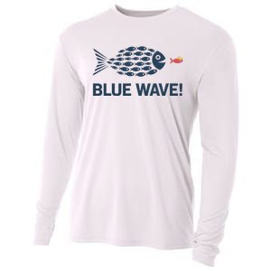 Blue Wave 2024 Funny Big Fish Eat Little Fish Trump Hair Cooling Performance Long Sleeve Crew