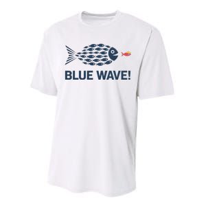 Blue Wave 2024 Funny Big Fish Eat Little Fish Trump Hair Performance Sprint T-Shirt