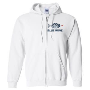 Blue Wave 2024 Funny Big Fish Eat Little Fish Trump Hair Full Zip Hoodie