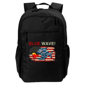 Blue Wave 2024 Funny Big Fish Eat Little Fish Trump Hair Daily Commute Backpack