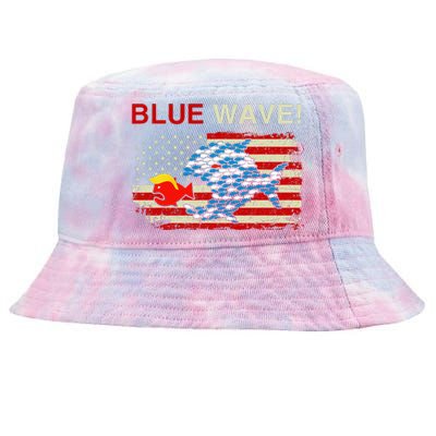 Blue Wave 2024 Funny Big Fish Eat Little Fish Trump Hair Tie-Dyed Bucket Hat