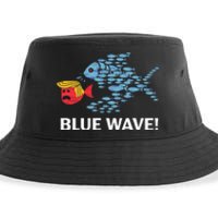 Blue Wave 2024 Funny Big Fish Eat Little Fish Trump Hair Sustainable Bucket Hat