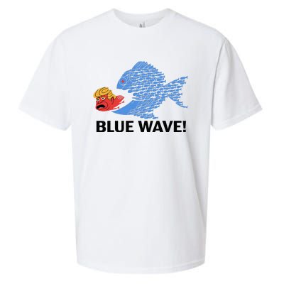 Blue Wave 2024 Funny Big Fish Eat Little Fish Trump Hair Sueded Cloud Jersey T-Shirt