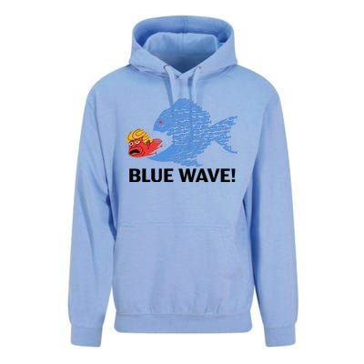 Blue Wave 2024 Funny Big Fish Eat Little Fish Trump Hair Unisex Surf Hoodie