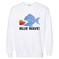 Blue Wave 2024 Funny Big Fish Eat Little Fish Trump Hair Garment-Dyed Sweatshirt