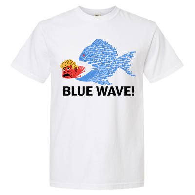 Blue Wave 2024 Funny Big Fish Eat Little Fish Trump Hair Garment-Dyed Heavyweight T-Shirt