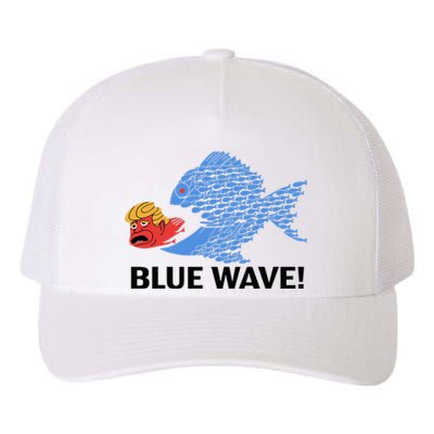 Blue Wave 2024 Funny Big Fish Eat Little Fish Trump Hair Yupoong Adult 5-Panel Trucker Hat