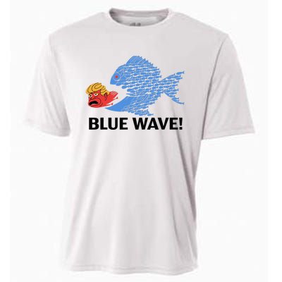 Blue Wave 2024 Funny Big Fish Eat Little Fish Trump Hair Cooling Performance Crew T-Shirt