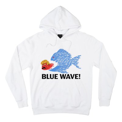 Blue Wave 2024 Funny Big Fish Eat Little Fish Trump Hair Hoodie