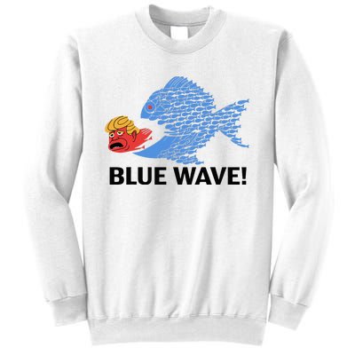 Blue Wave 2024 Funny Big Fish Eat Little Fish Trump Hair Sweatshirt