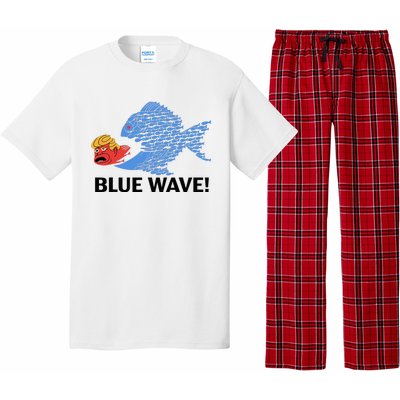 Blue Wave 2024 Funny Big Fish Eat Little Fish Trump Hair Pajama Set