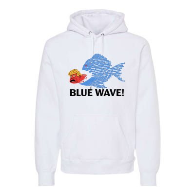 Blue Wave 2024 Funny Big Fish Eat Little Fish Trump Hair Premium Hoodie