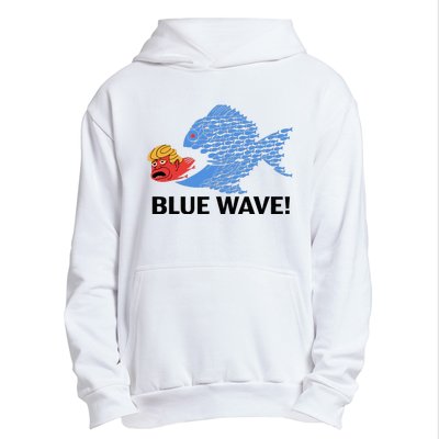 Blue Wave 2024 Funny Big Fish Eat Little Fish Trump Hair Urban Pullover Hoodie