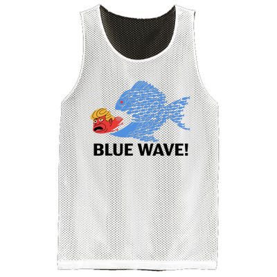 Blue Wave 2024 Funny Big Fish Eat Little Fish Trump Hair Mesh Reversible Basketball Jersey Tank