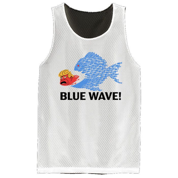 Blue Wave 2024 Funny Big Fish Eat Little Fish Trump Hair Mesh Reversible Basketball Jersey Tank