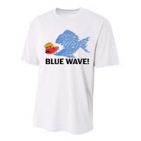 Blue Wave 2024 Funny Big Fish Eat Little Fish Trump Hair Performance Sprint T-Shirt