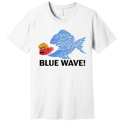 Blue Wave 2024 Funny Big Fish Eat Little Fish Trump Hair Premium T-Shirt