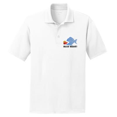 Blue Wave 2024 Funny Big Fish Eat Little Fish Trump Hair PosiCharge RacerMesh Polo