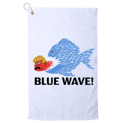 Blue Wave 2024 Funny Big Fish Eat Little Fish Trump Hair Platinum Collection Golf Towel