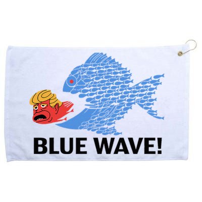 Blue Wave 2024 Funny Big Fish Eat Little Fish Trump Hair Grommeted Golf Towel