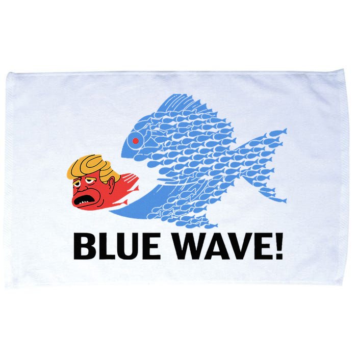 Blue Wave 2024 Funny Big Fish Eat Little Fish Trump Hair Microfiber Hand Towel