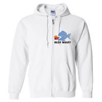 Blue Wave 2024 Funny Big Fish Eat Little Fish Trump Hair Full Zip Hoodie