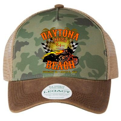 Bike Week 2025 84th Annual Vintage Rally Art On Front Legacy Tie Dye Trucker Hat