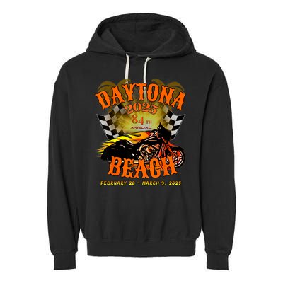 Bike Week 2025 84th Annual Vintage Rally Art On Front Garment-Dyed Fleece Hoodie