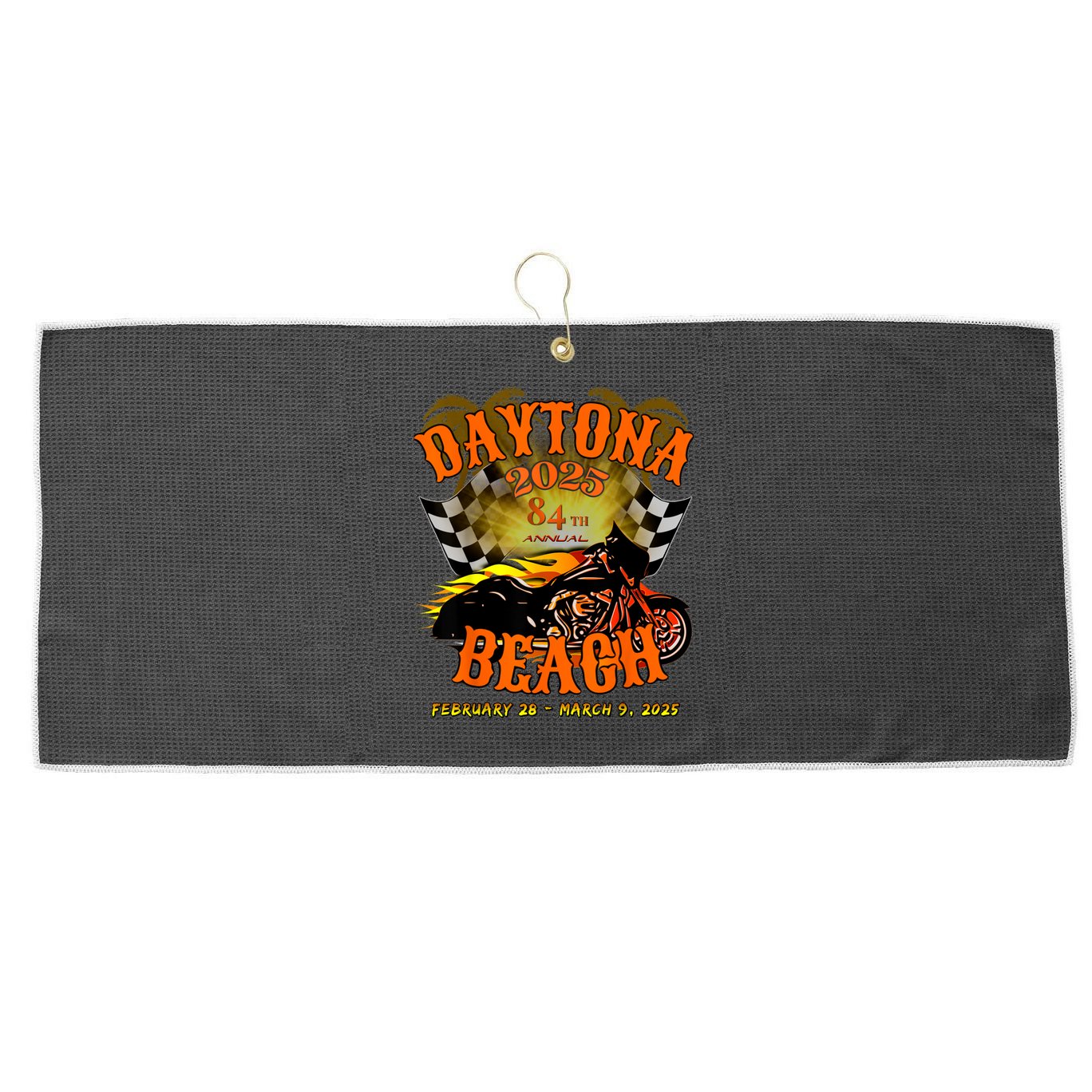 Bike Week 2025 84th Annual Vintage Rally Art On Front Large Microfiber Waffle Golf Towel