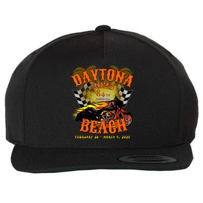 Bike Week 2025 84th Annual Vintage Rally Art On Front Wool Snapback Cap