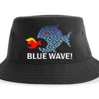 Blue Wave 2024 Funny Big Fish Eat Little Fish Trump Hair Sustainable Bucket Hat