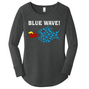 Blue Wave 2024 Kamala Harris Sarcasm Fish Catch Trump Hair Women's Perfect Tri Tunic Long Sleeve Shirt