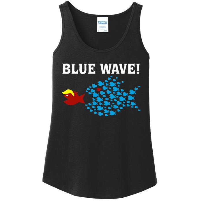 Blue Wave 2024 Kamala Harris Sarcasm Fish Catch Trump Hair Ladies Essential Tank